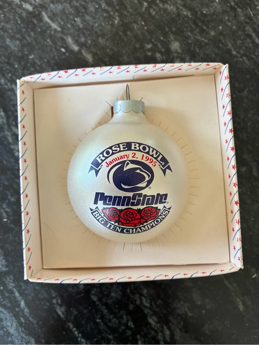 Penn State Nittany Lions Rose Bowl 1995 Big Ten Champions Glass Ornament